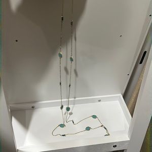 Ann Taylor loft gold necklace with Torquoise accents